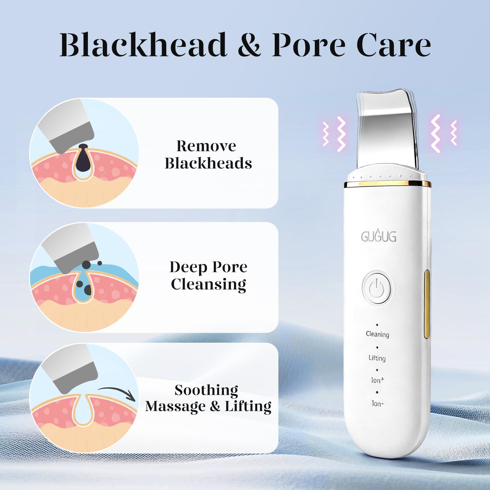 GUGUG Skin Scrubber uses steam to aid deep pore cleansing.