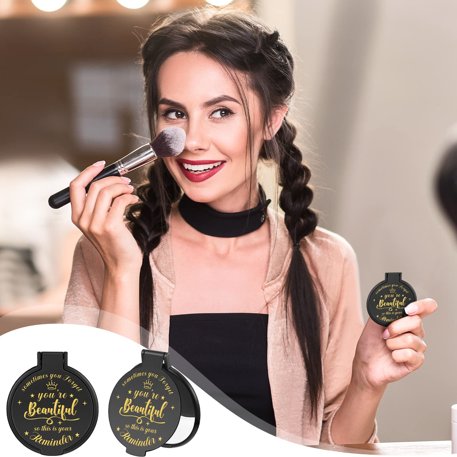 Gulfmew 2.76-inch diameter pocket mirror fits in purses for quick checks