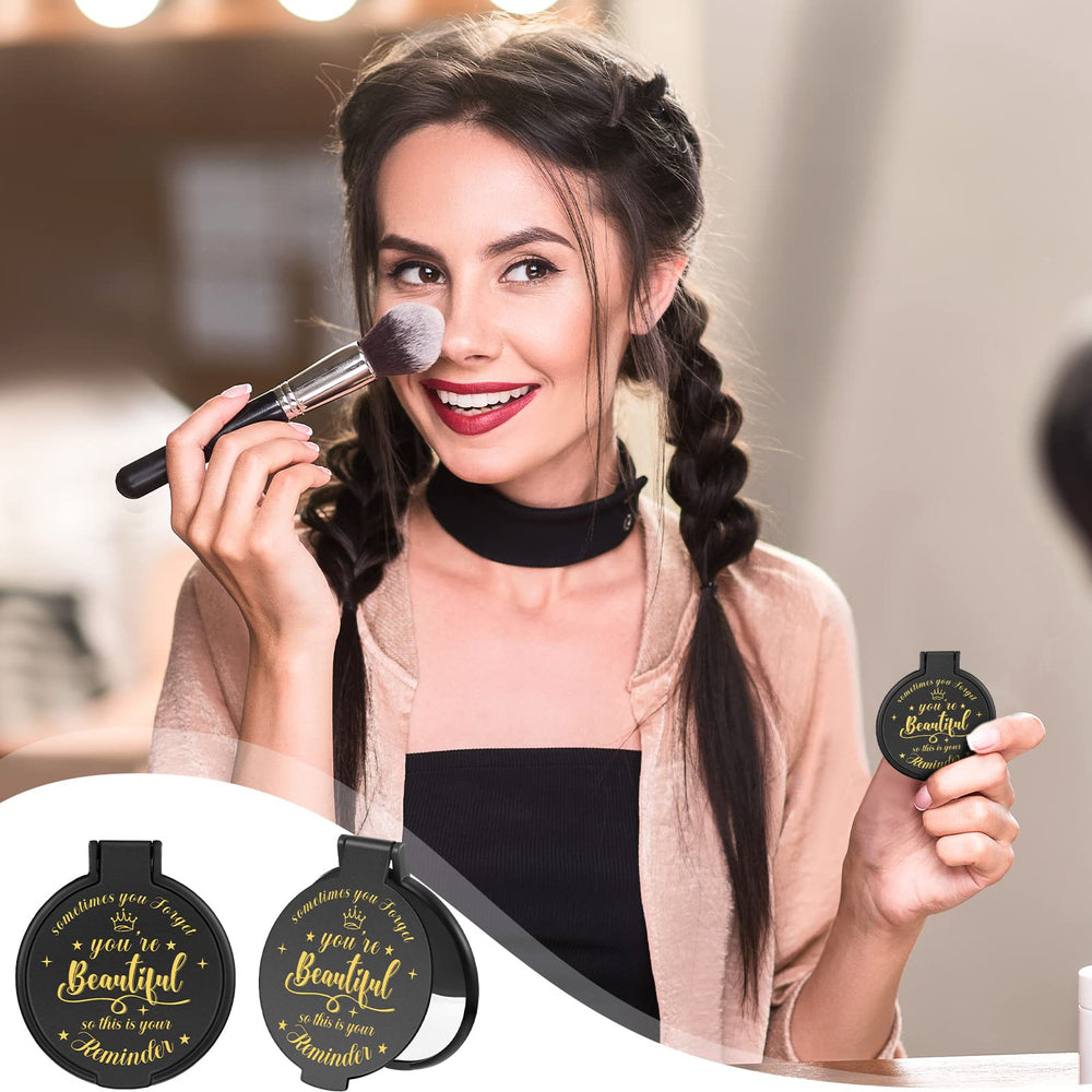 Gulfmew 2.76-inch diameter pocket mirror fits in purses for quick checks