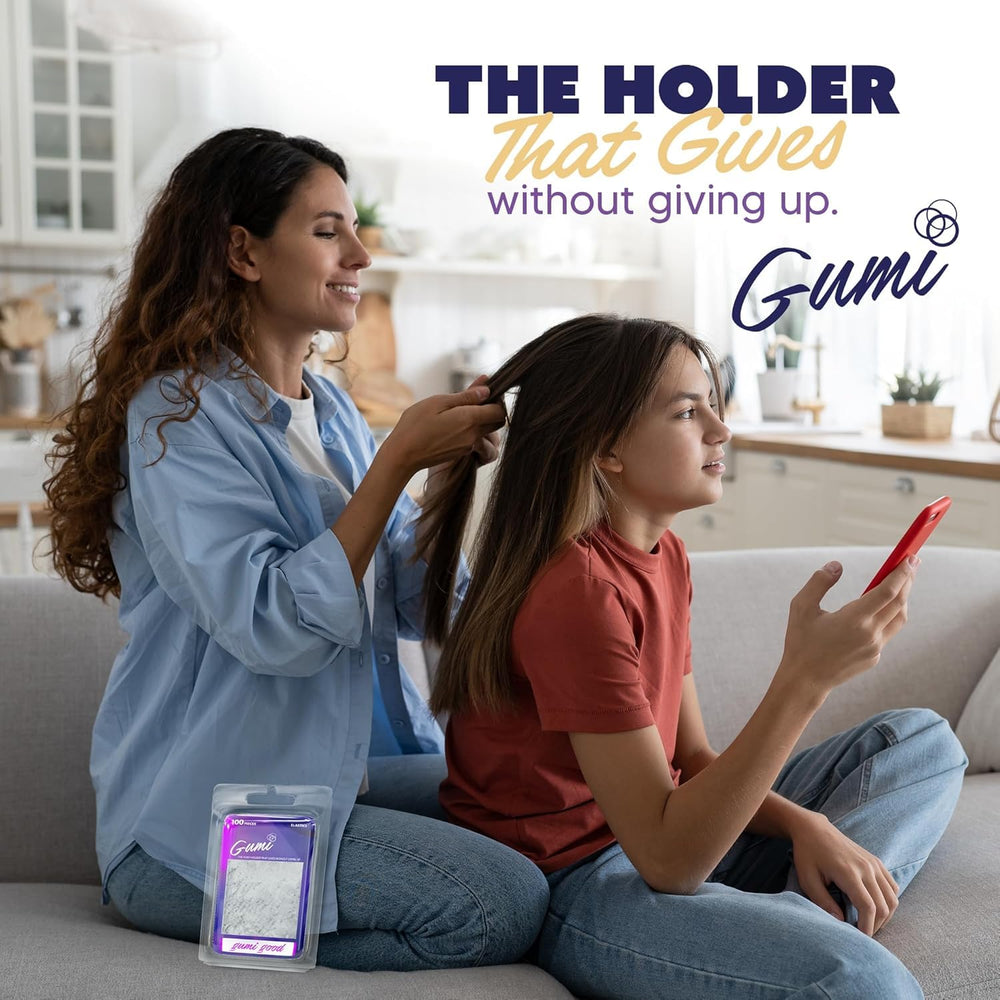 Gumi good Clear Elastics work for thick or thin hair with reliable hold.