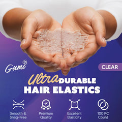 Gumi good Clear Elastics provide pain-free strong hold for all-day wear.