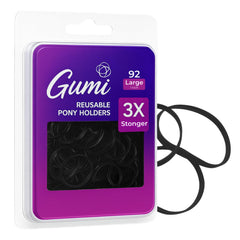 Gumi good hair ties large black pack with secure, snag-free hold