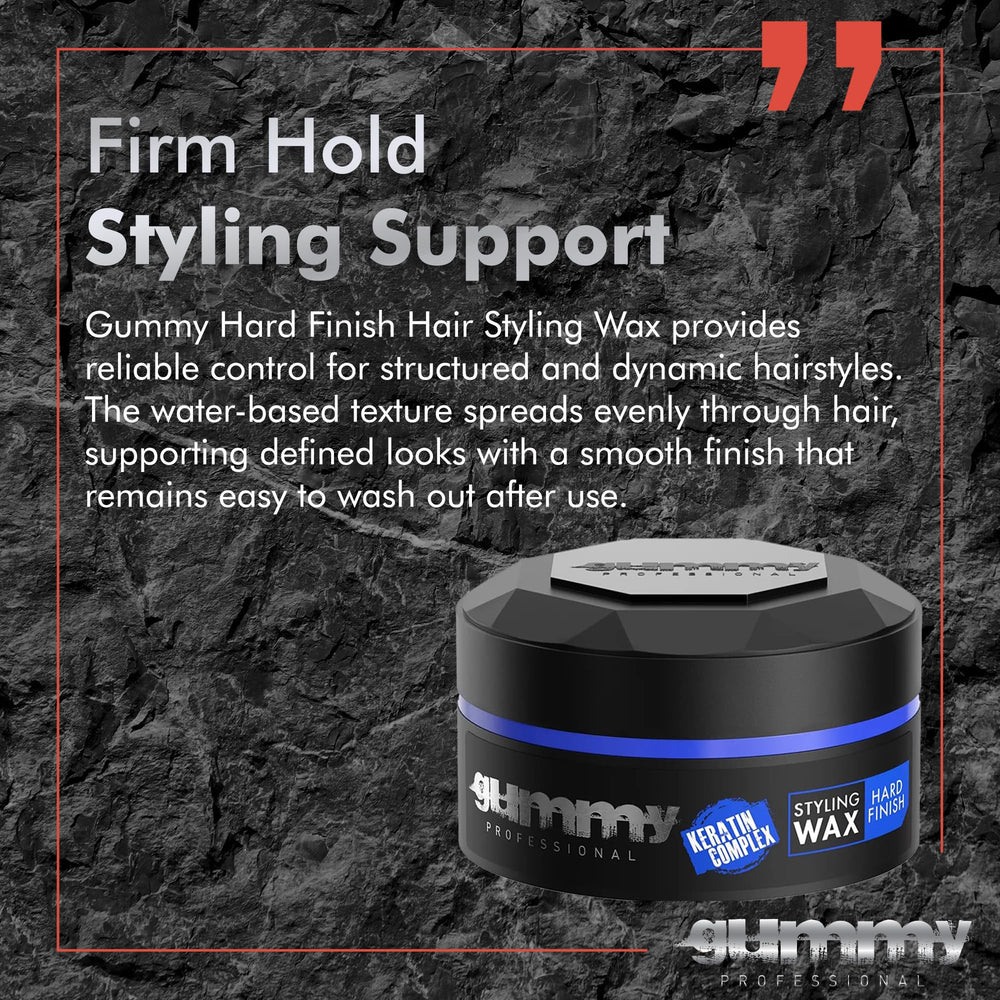 Gummy wax on hair delivers a glossy, defined look without heaviness.