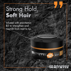 Gummy non greasy wax on hand shows easy spread and control.