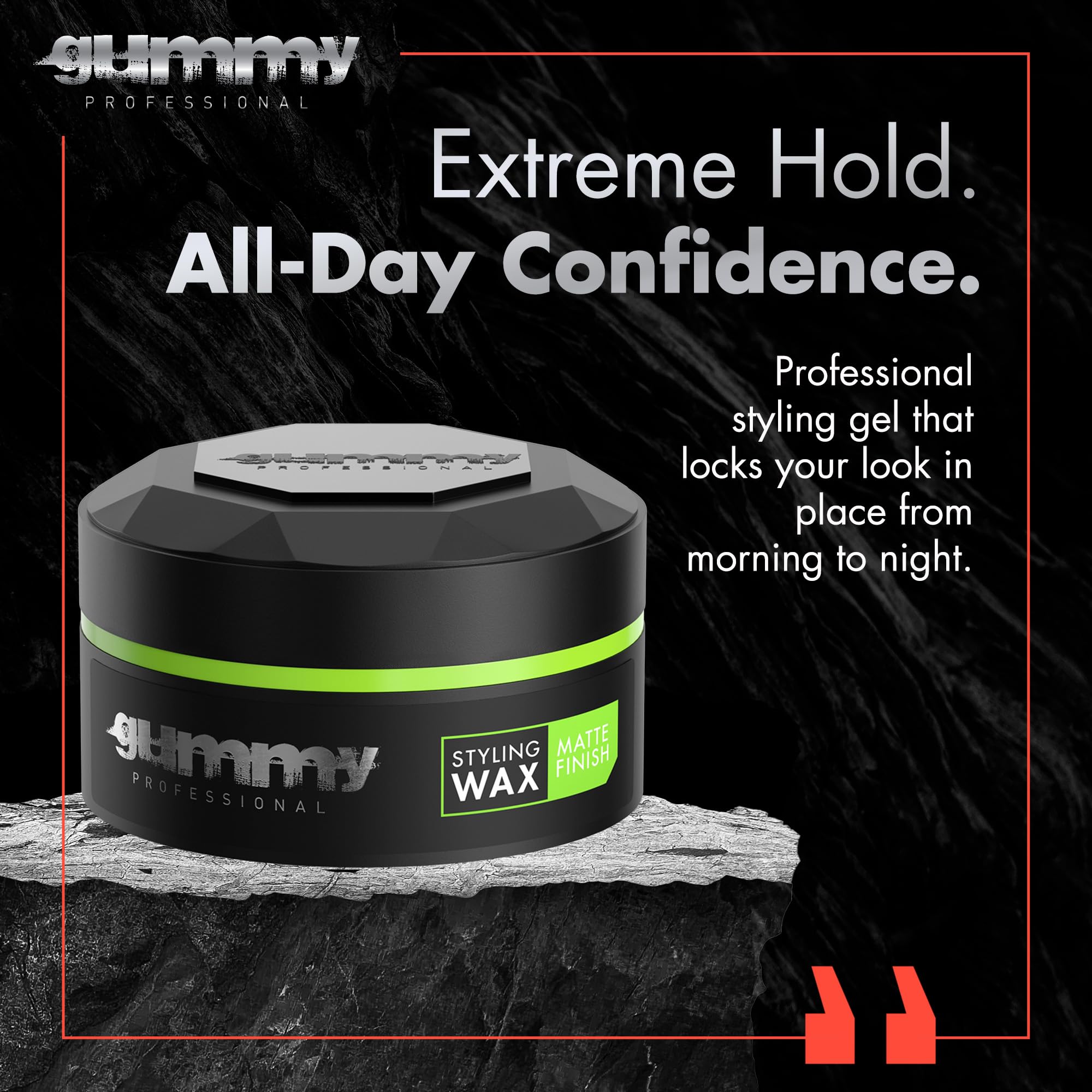 Gummy professional hair wax being applied for strong hold and textured look.