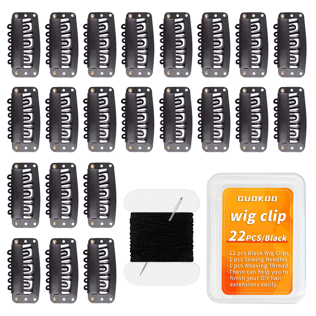 Guokoo 22pcs-32mm hair extensions clip-ins for secure wig styling.