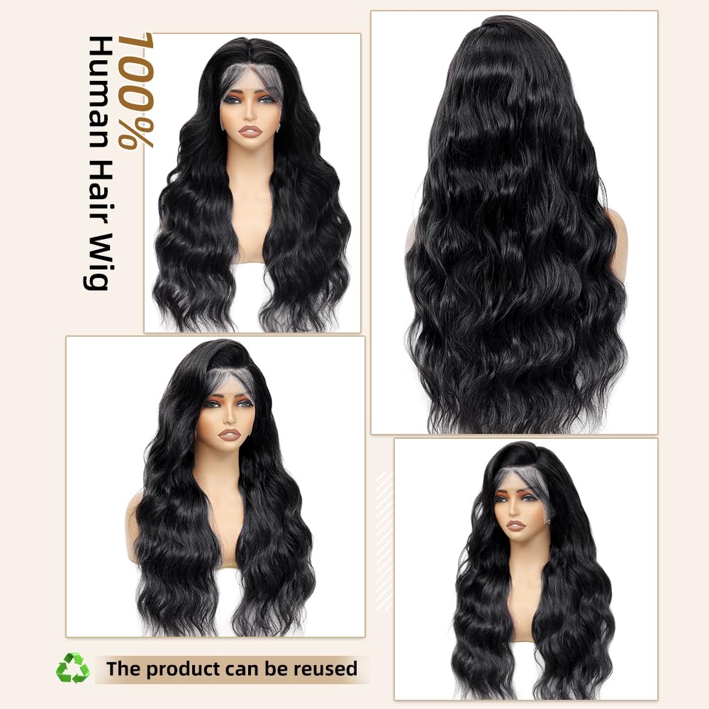 Gurdan 32-inch body wave wig side part showing versatile styling options