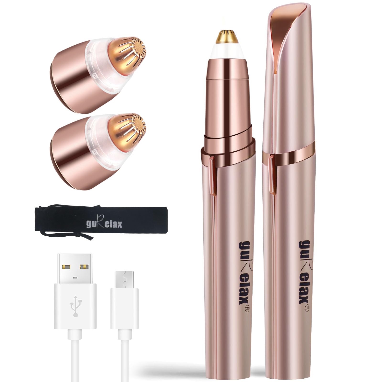 Gurelax Eyebrow Trimmer rose-gold device for precise brow shaping and subtle grooming.