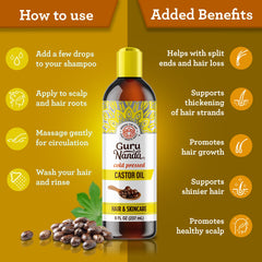 GuruNanda Aceite de Ricino, cejas y pestañas, favorece crecimiento ligero y cuidado.
