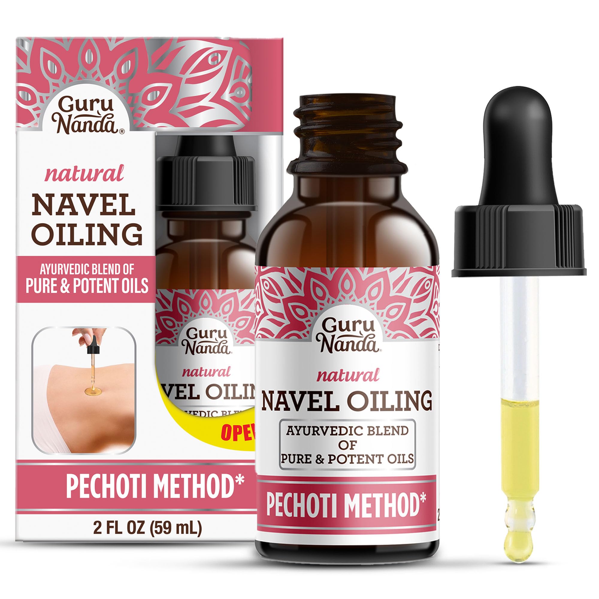 GuruNanda Aceite ombligo, botella vertido: favorece relajación y cuidado de la piel