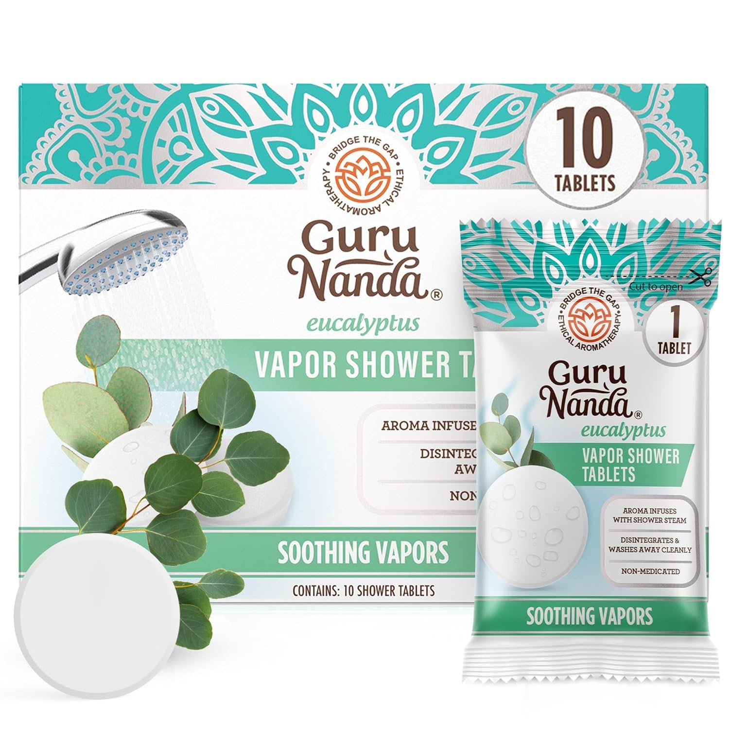 GuruNanda: caja de tabletas de vapor para ducha con eucalipto y mentol