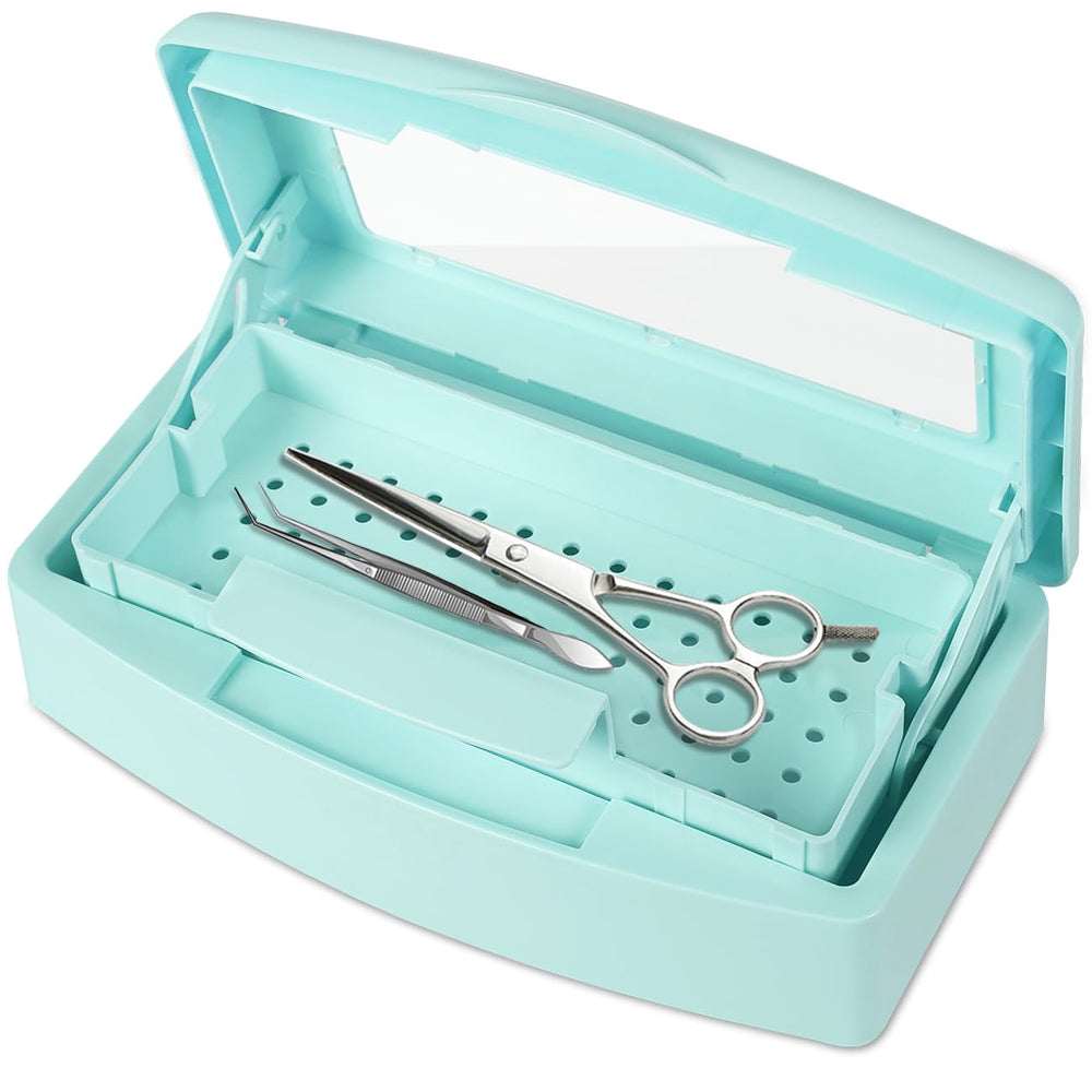 Gusnilo Barbicide box with transparent lid monitors cleaning progress for nails.