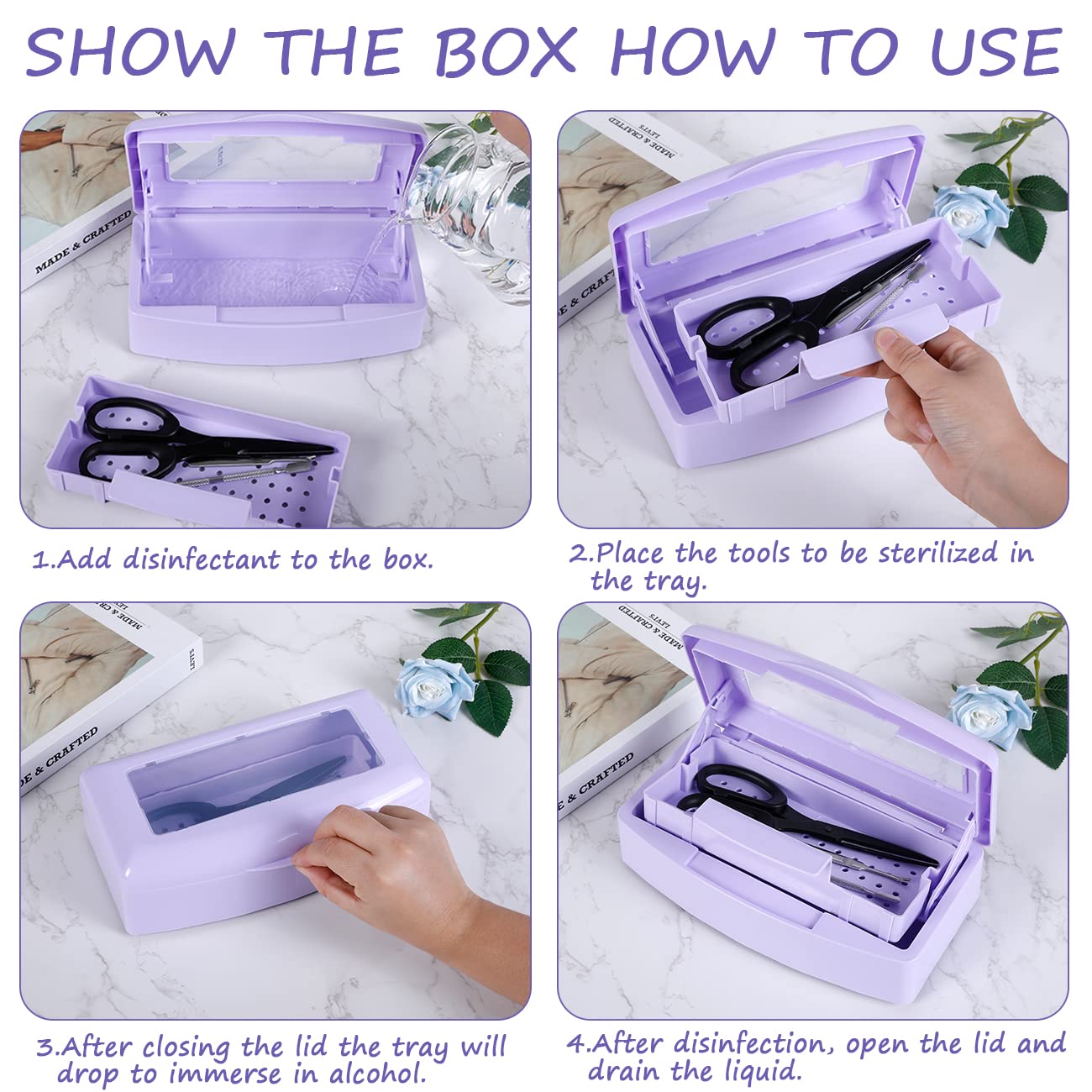 Compact Gusnilo disinfection box fits neatly on countertops and workspaces.