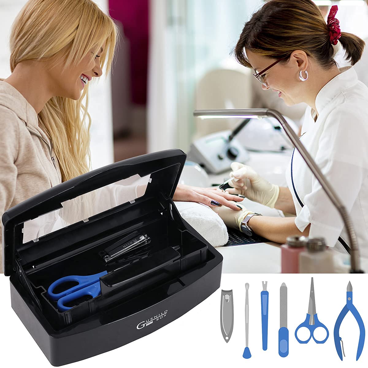 Gusnilo sterilizer box with tools organized for quick workflows