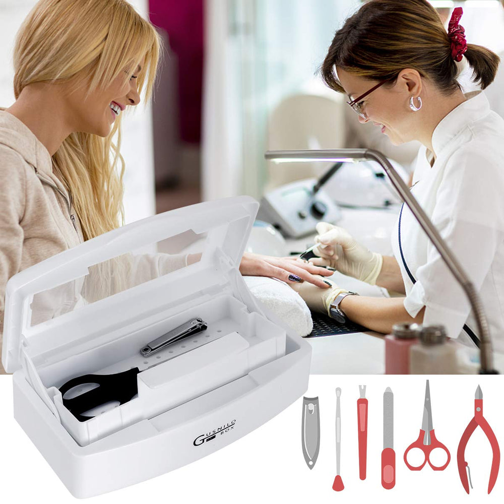 Gusnilo sanitizing tray suitable for professional nail, spa, or salon setups.