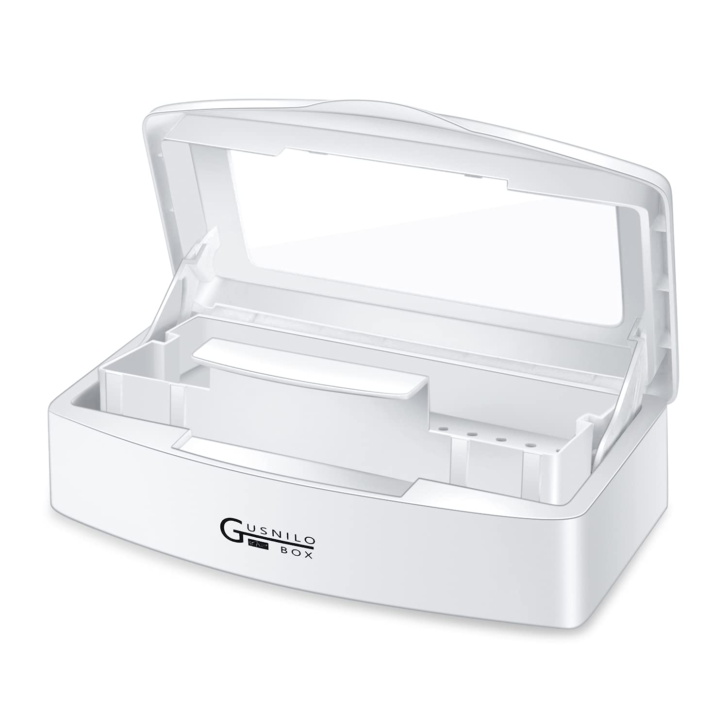 Gusnilo sanitizing tray with clear lid window for easy status checks during cleaning.
