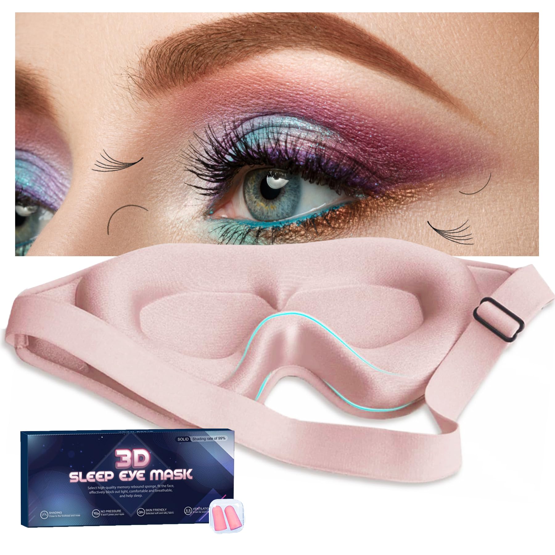 Gusonse mascara extensiones pestañas, contorno 3d evita presión y favorece descanso.