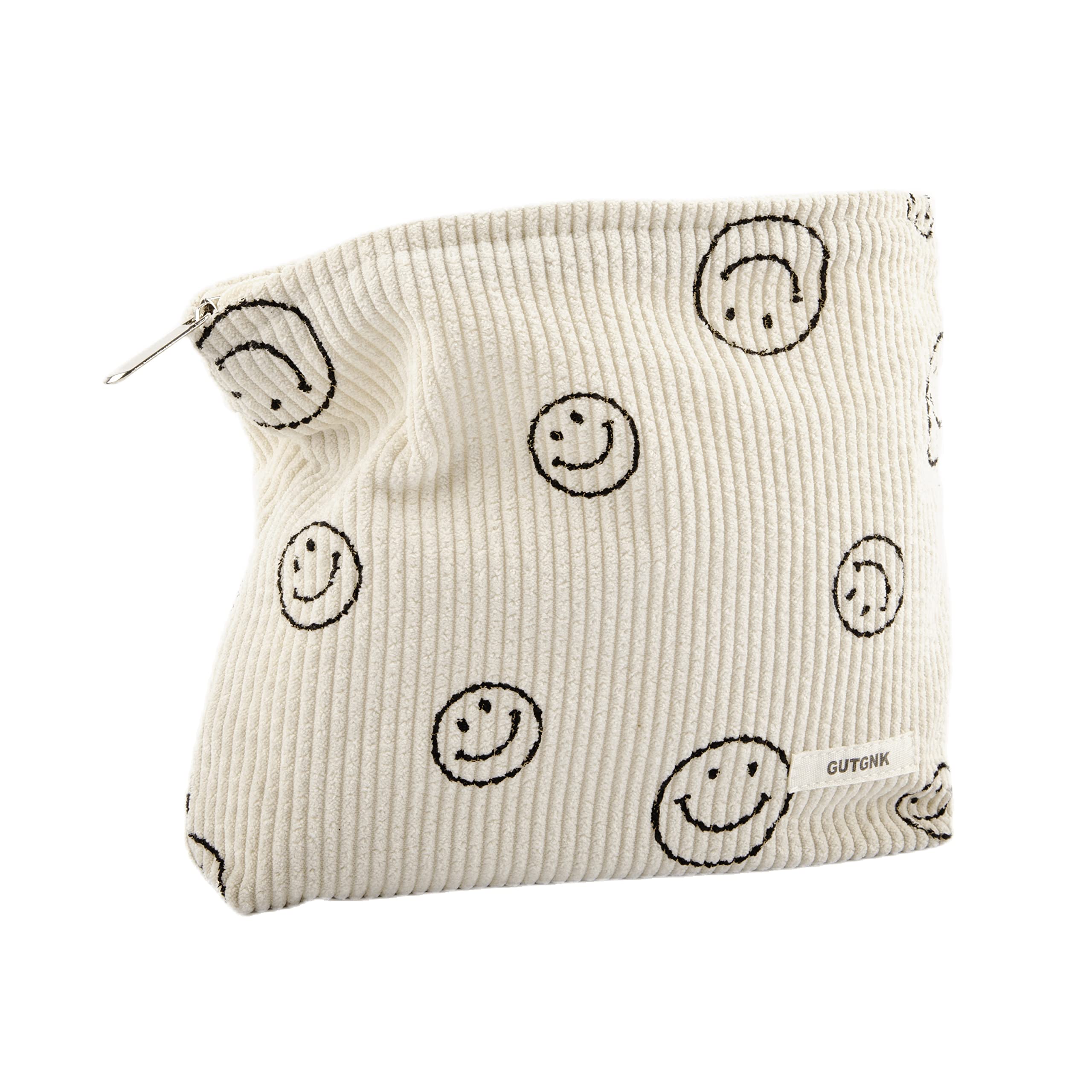GUTGNK beige corduroy makeup bag front view for stylish organization