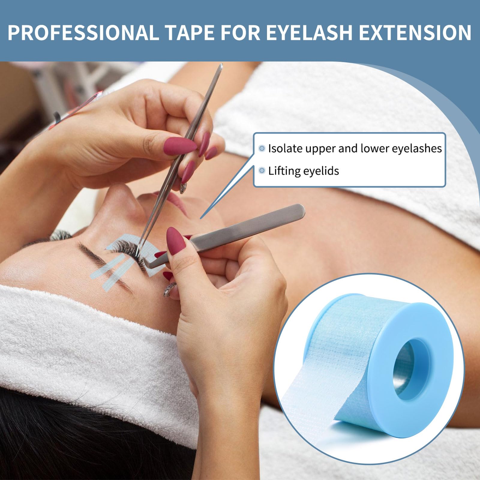 Guuooge lash tape skin-friendly silicone surface feels soft on the eye area.