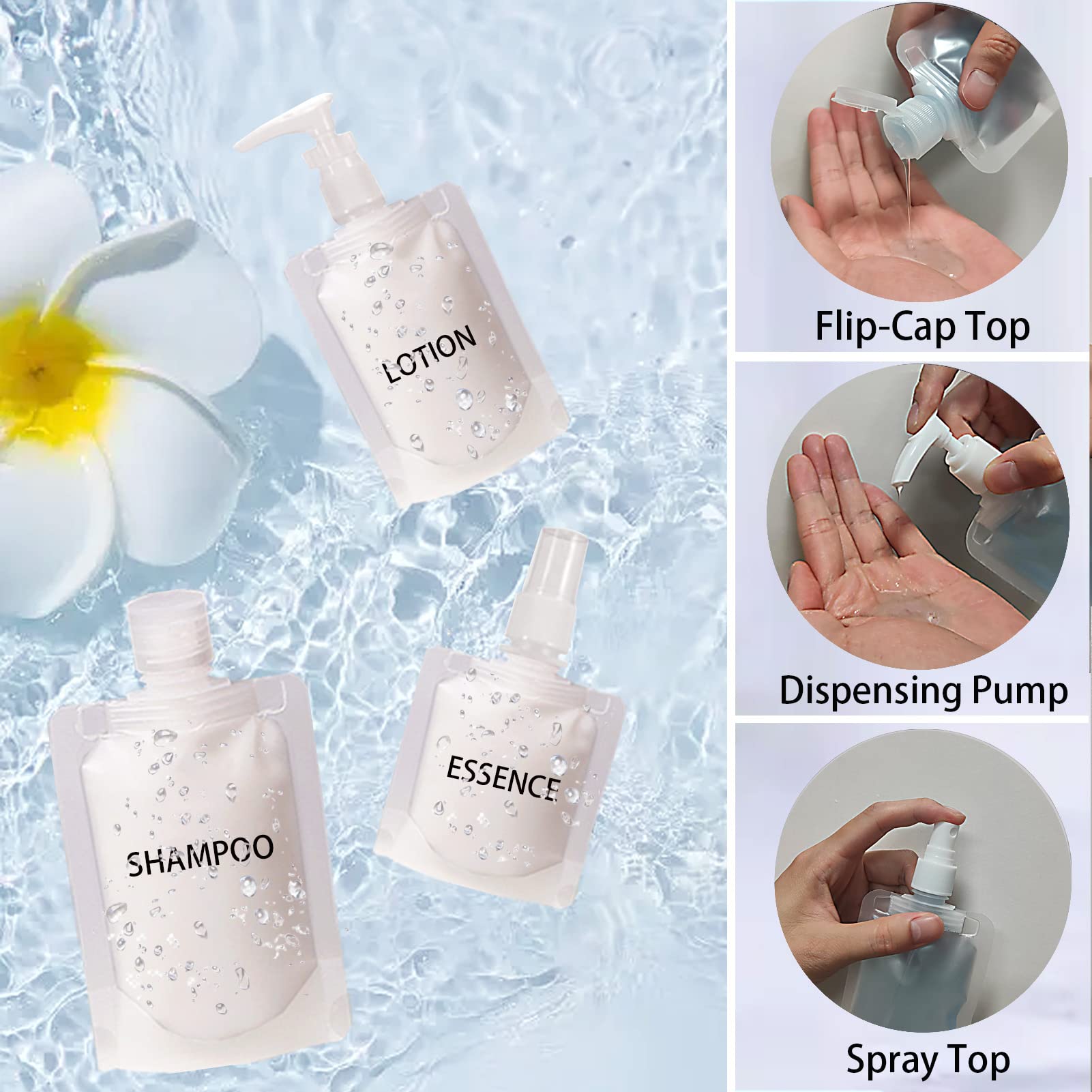GUXACU travel pouch 50ml set ideal for lotions and condiments during trips.
