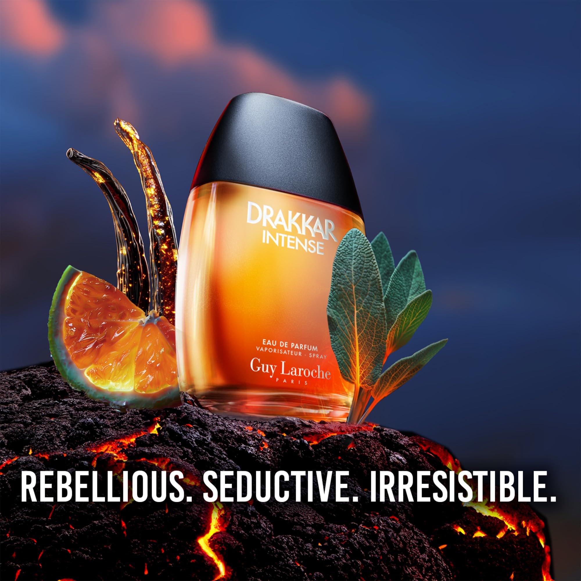 Guy Laroche Drakkar Intense bergamot note close-up boosts early confidence.