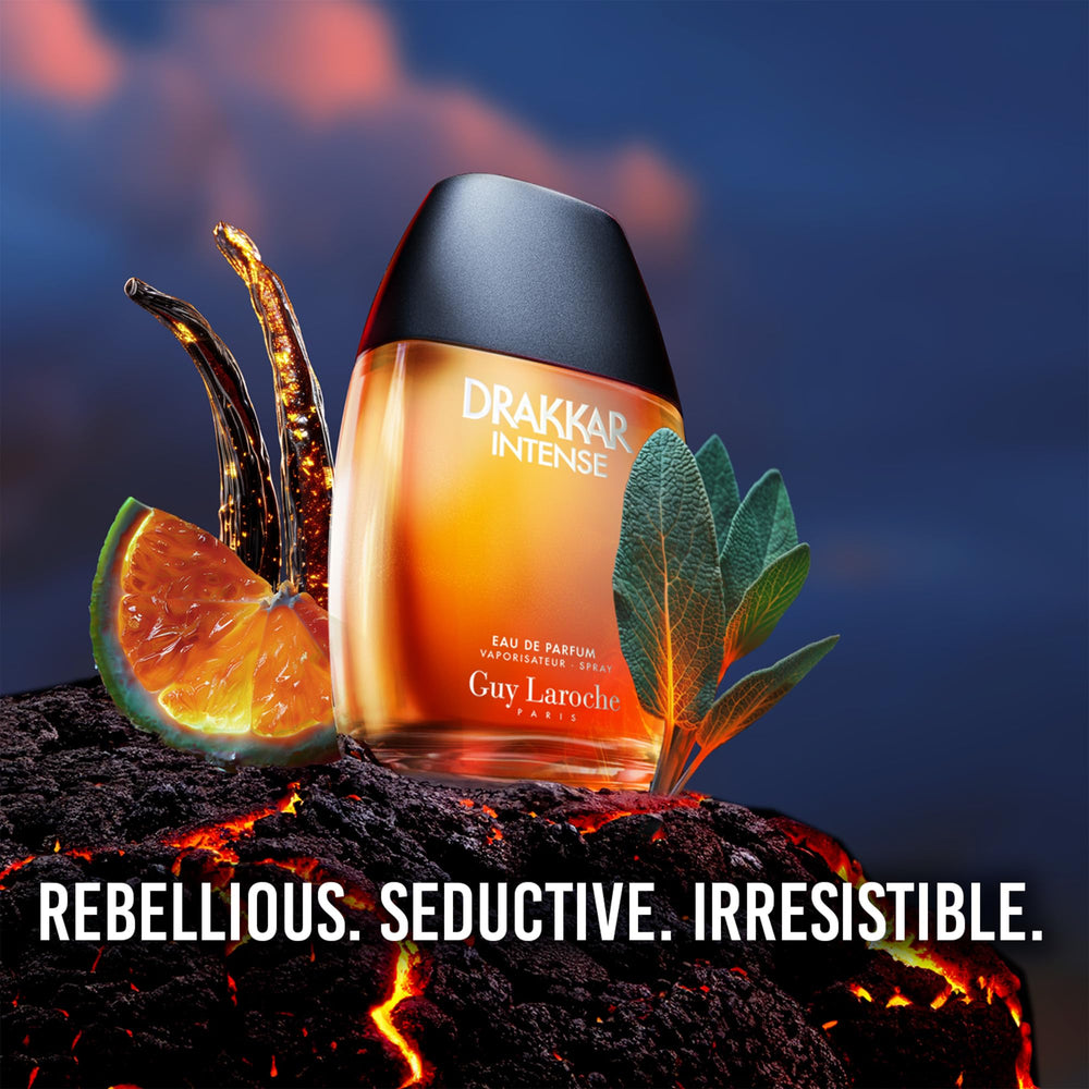 Guy Laroche Drakkar Intense bergamot note close-up boosts early confidence.