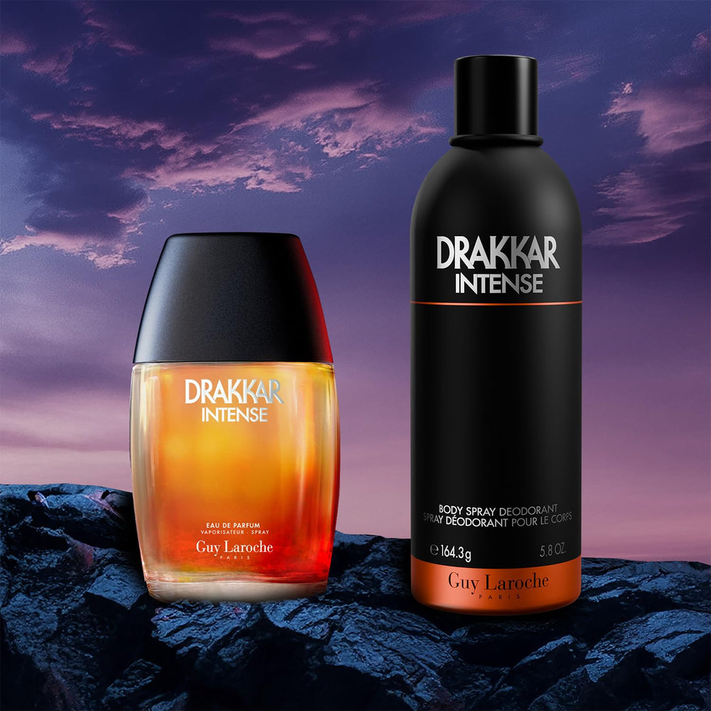 Drakkar Intense bergamot note highlights a fresh opening in this fragrance.