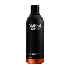 Guy Laroche Drakkar Intense bottle close-up, premium masculine branding.