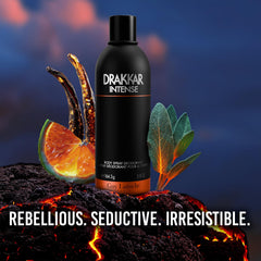 Spray action of Guy Laroche Drakkar Intense for quick, lasting freshness.