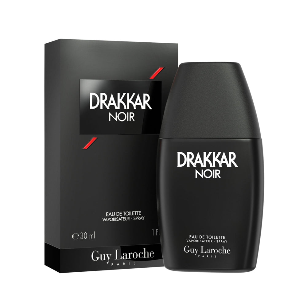 Guy Laroche Drakkar Noir bottle with a matte black finish for a bold masculine impression.