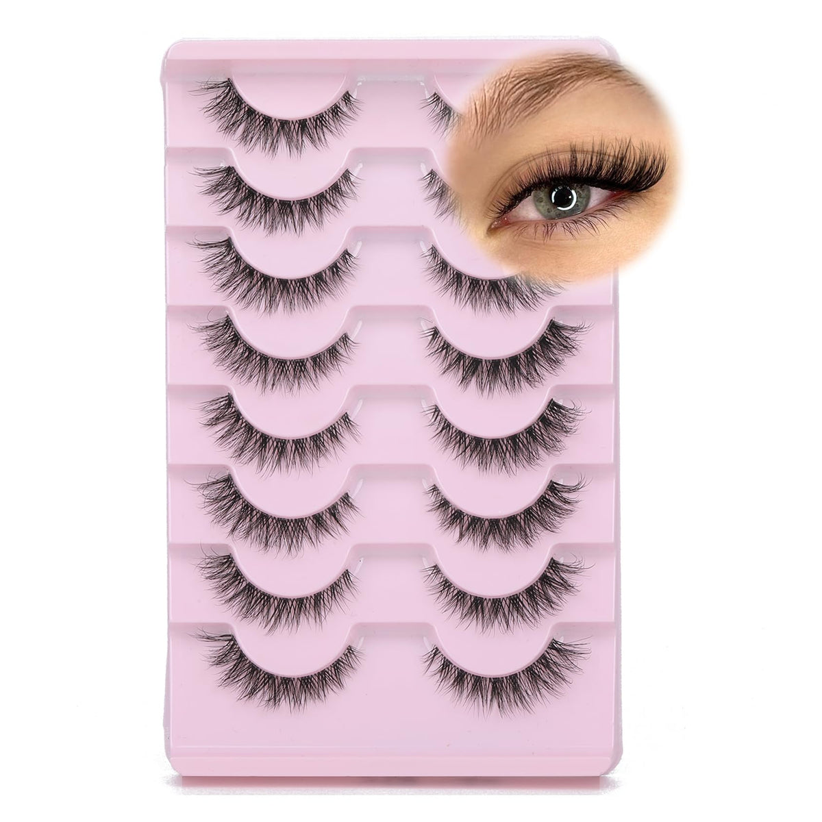 GVEFETIEE cat eye lashes 8 pairs pack for natural, versatile daily wear.