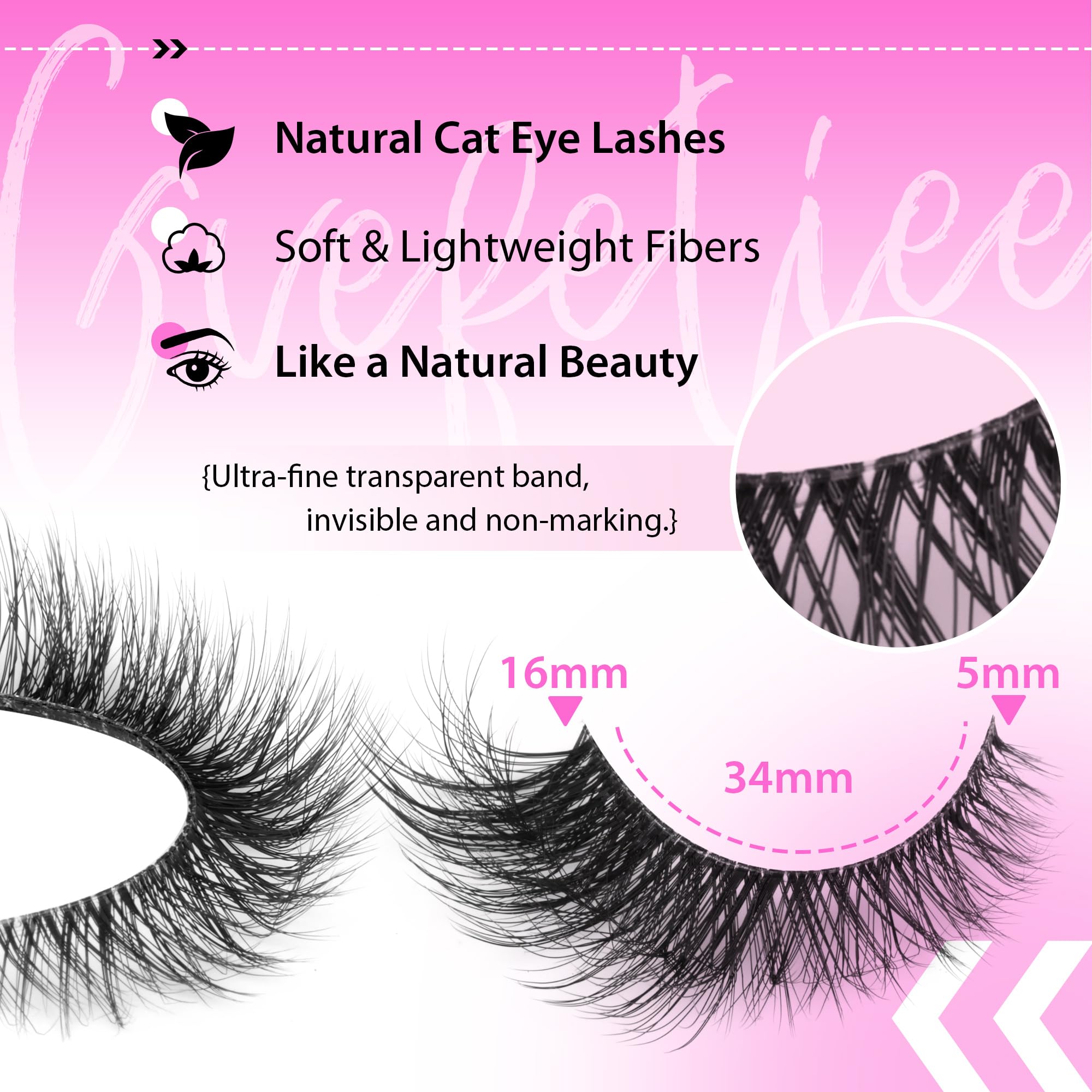 GVEFETIEE ultra-fine clear band blends naturally with lashes.