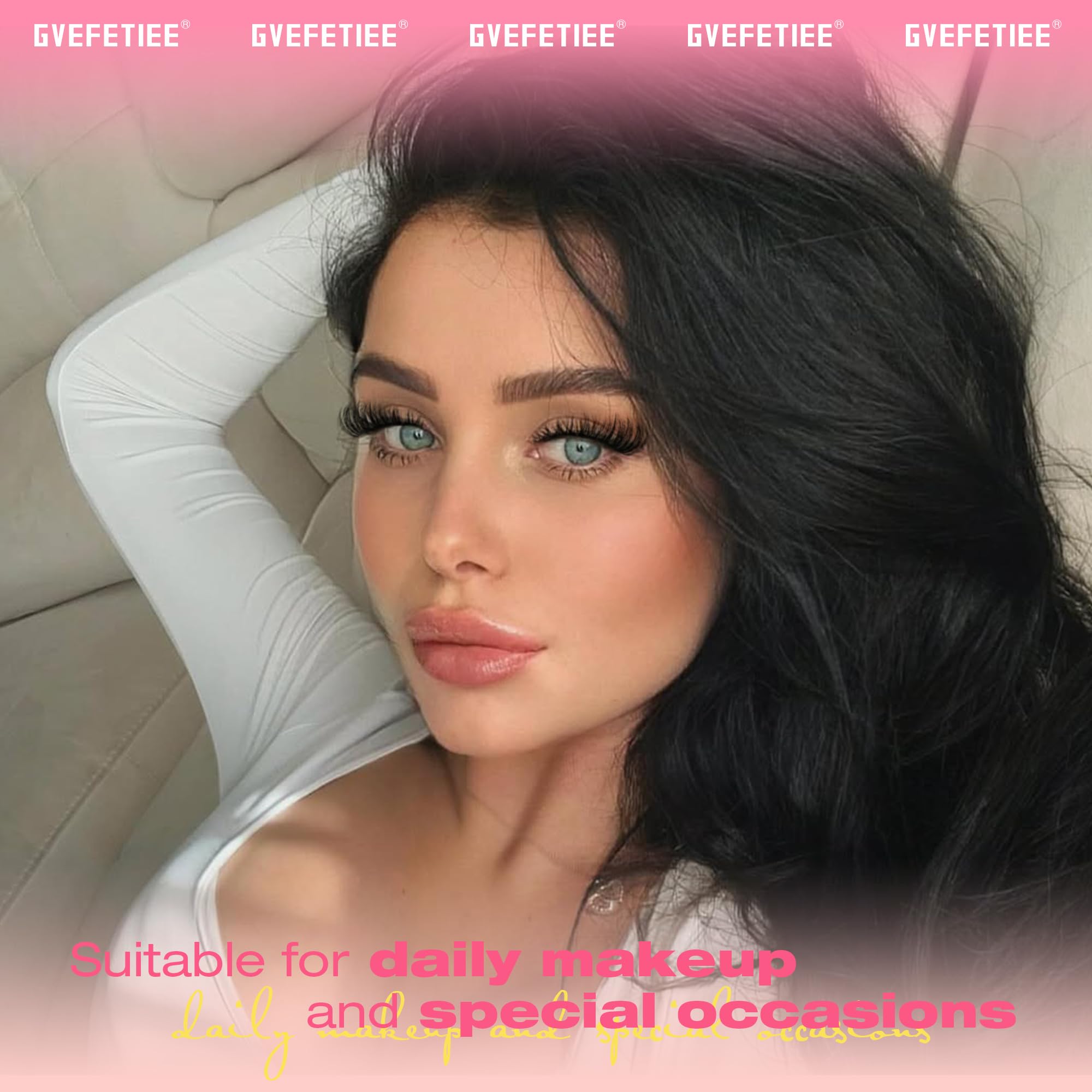 GVEFETIEE vegan false eyelashes with no animal hair.