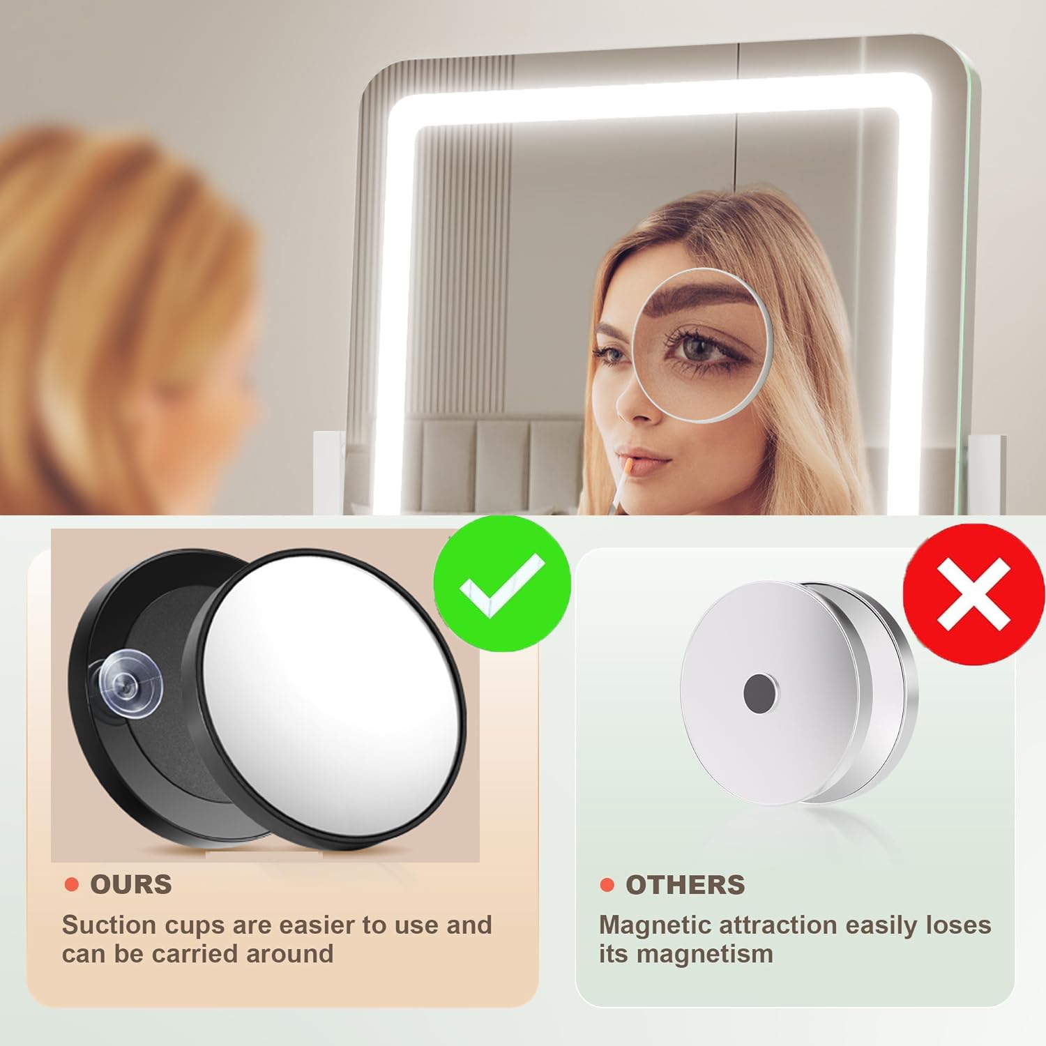 Copper-free silver-plated glass for safe, clear reflections.