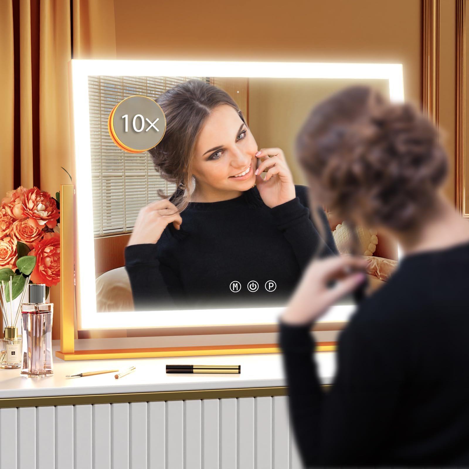 Gvnkvn vanity mirror 17.3x13 inches offers expansive viewing for full-face makeup.