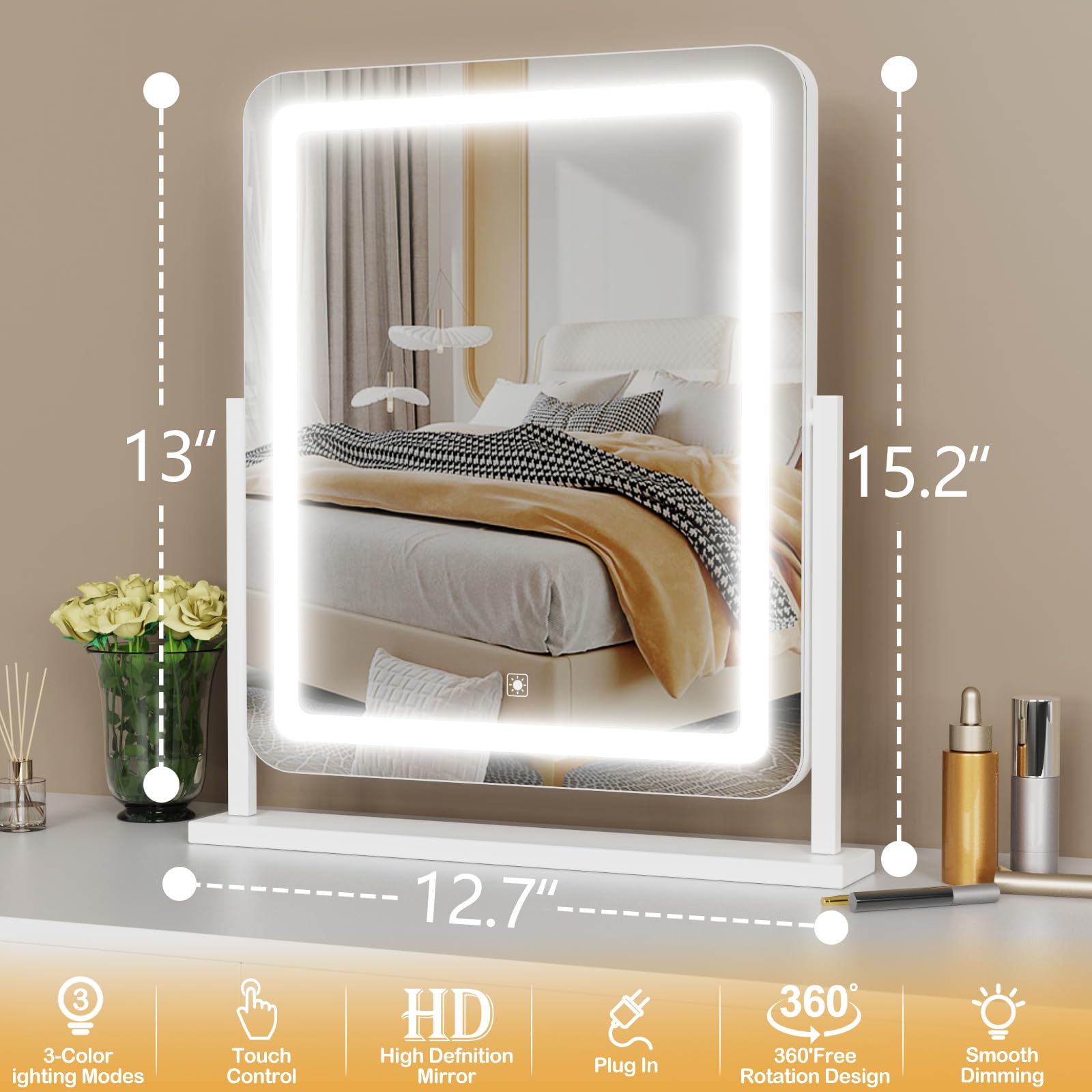 Gvnkvn vanity mirror plug-in design for quick setup in any room