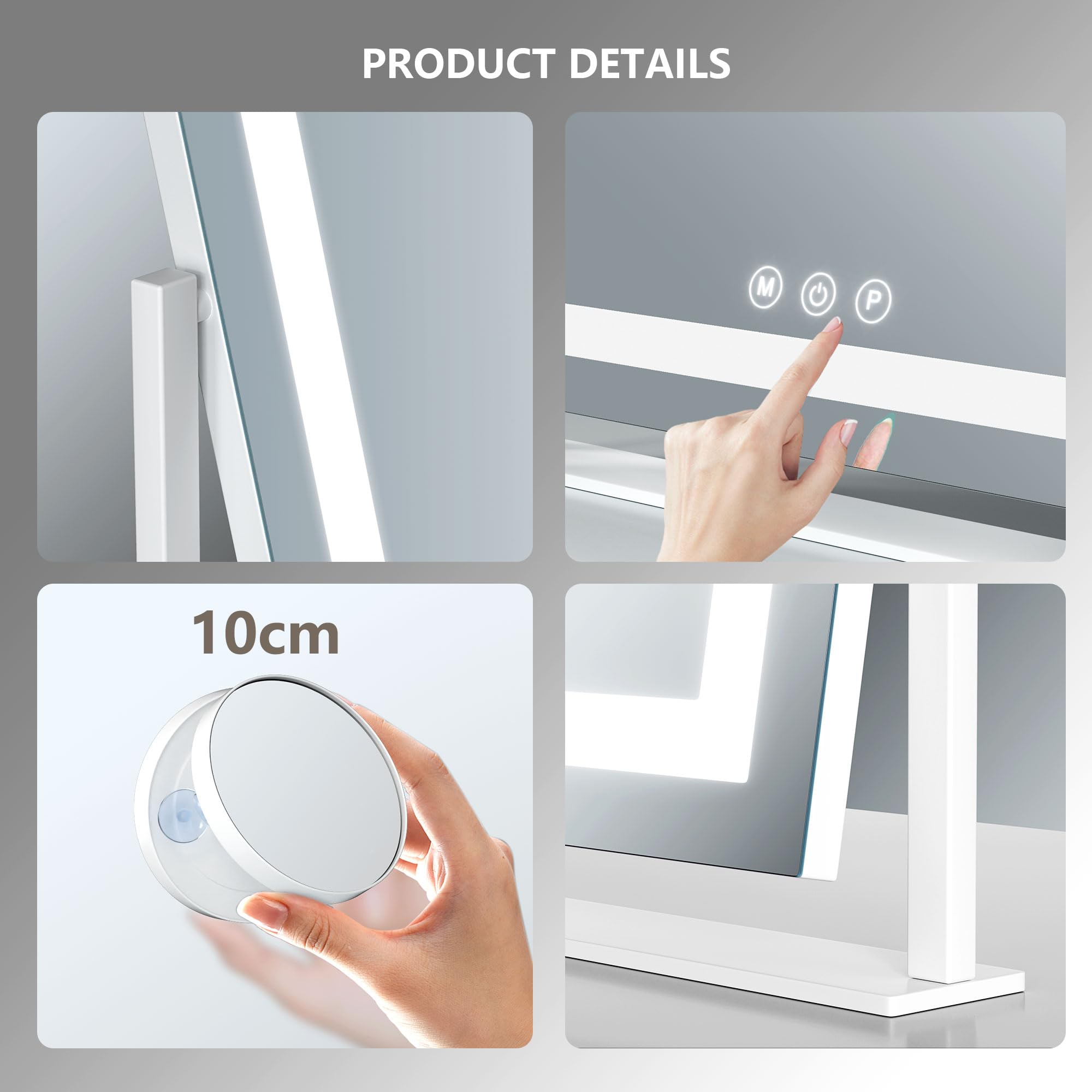 Gvnkvn lighted makeup mirror with three color modes for versatile lighting