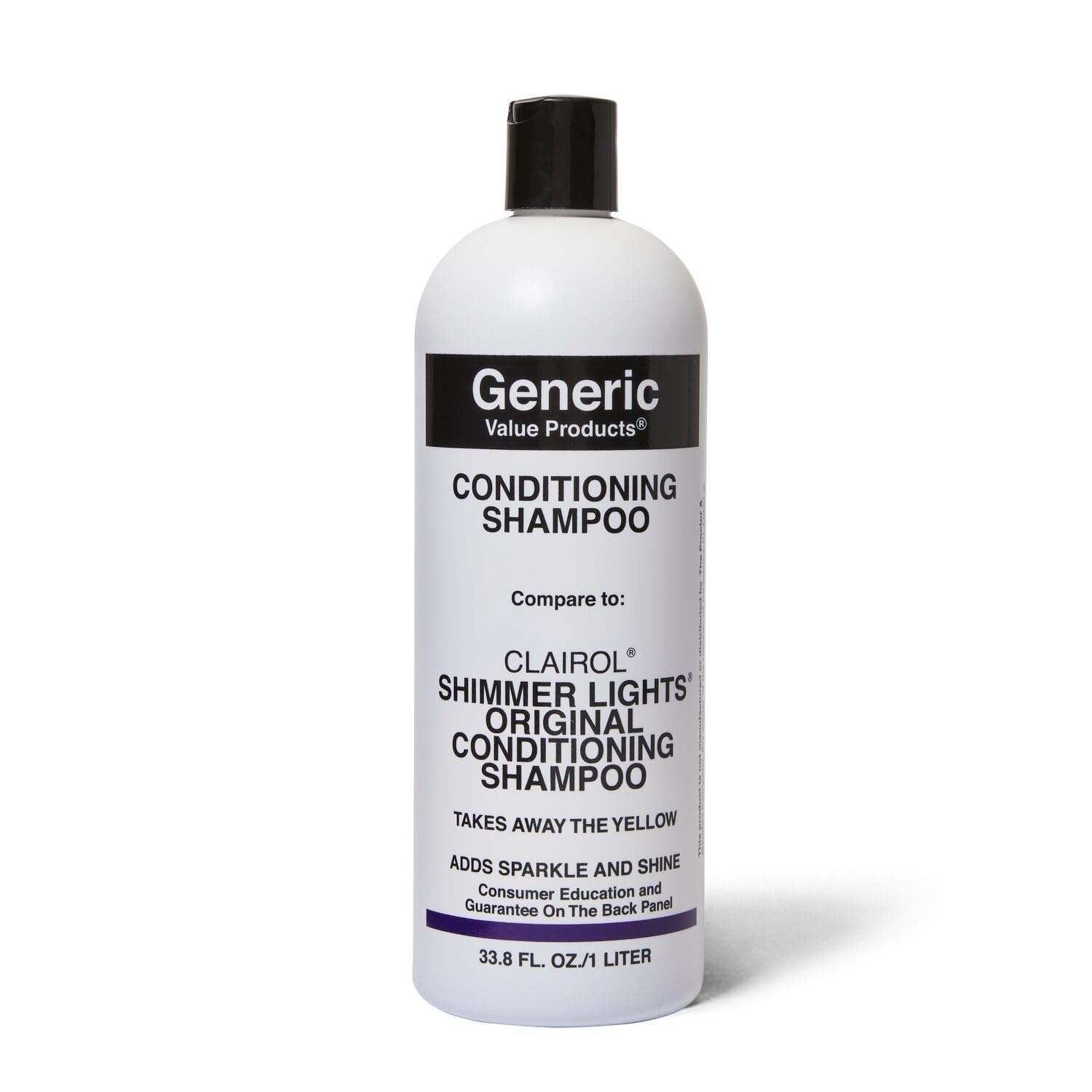 GVP Champú Acondicionador: botella visible para cabello rubio y gris, listo para uso diario.