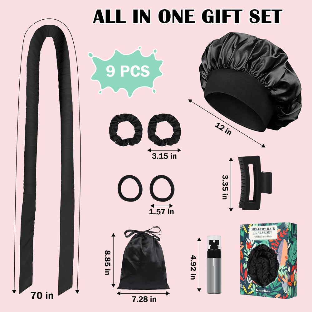 Gwabee 9-piece heatless curling set, packaged as a gift.