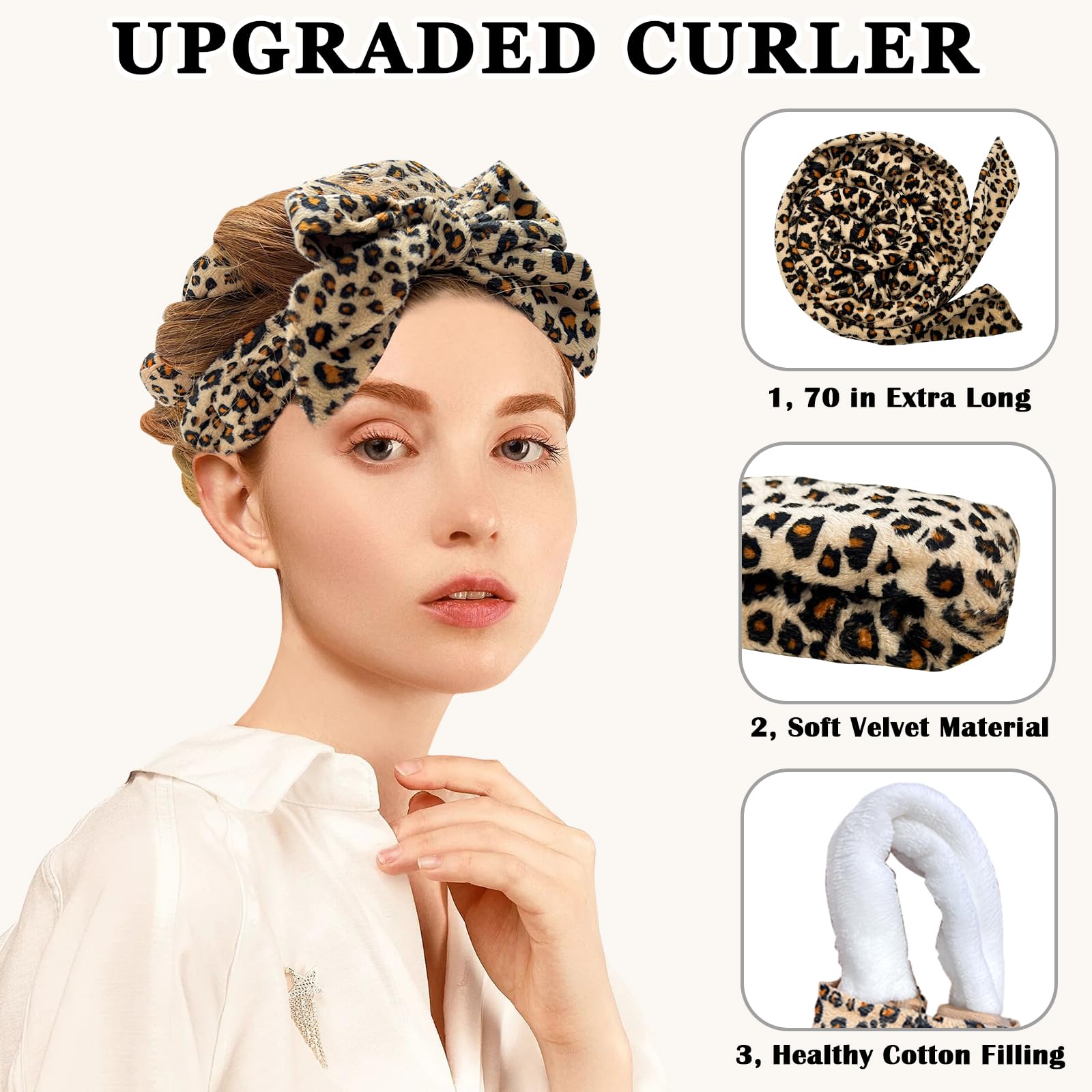 Gwabee Leopard Print Curls Headband adds stylish texture while setting waves.