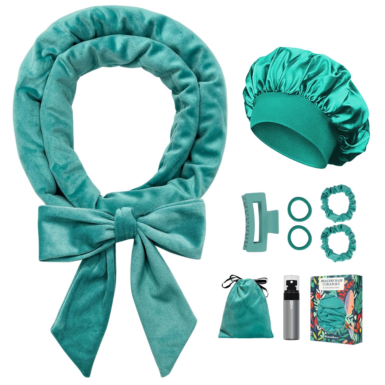 Gwabee no-heat overnight curl headband with velvet finish for long hair.
