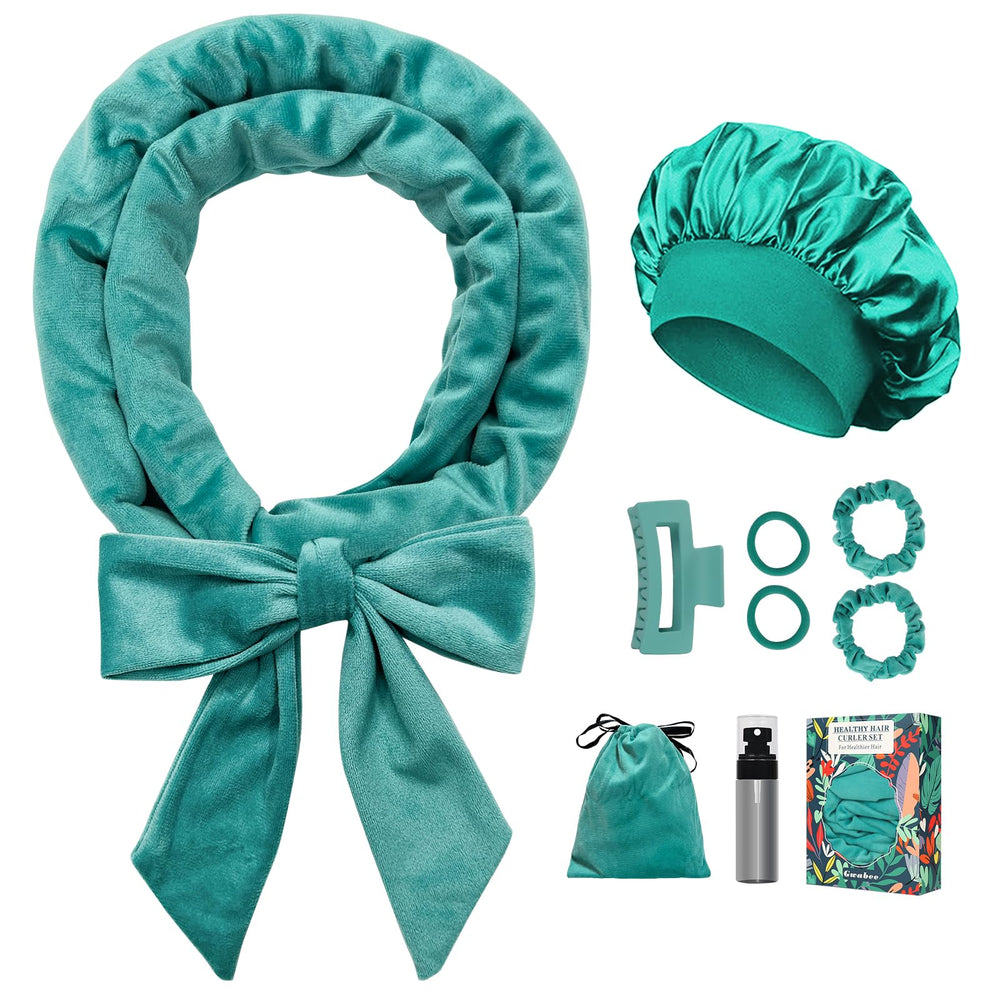 Gwabee no-heat overnight curl headband with velvet finish for long hair.