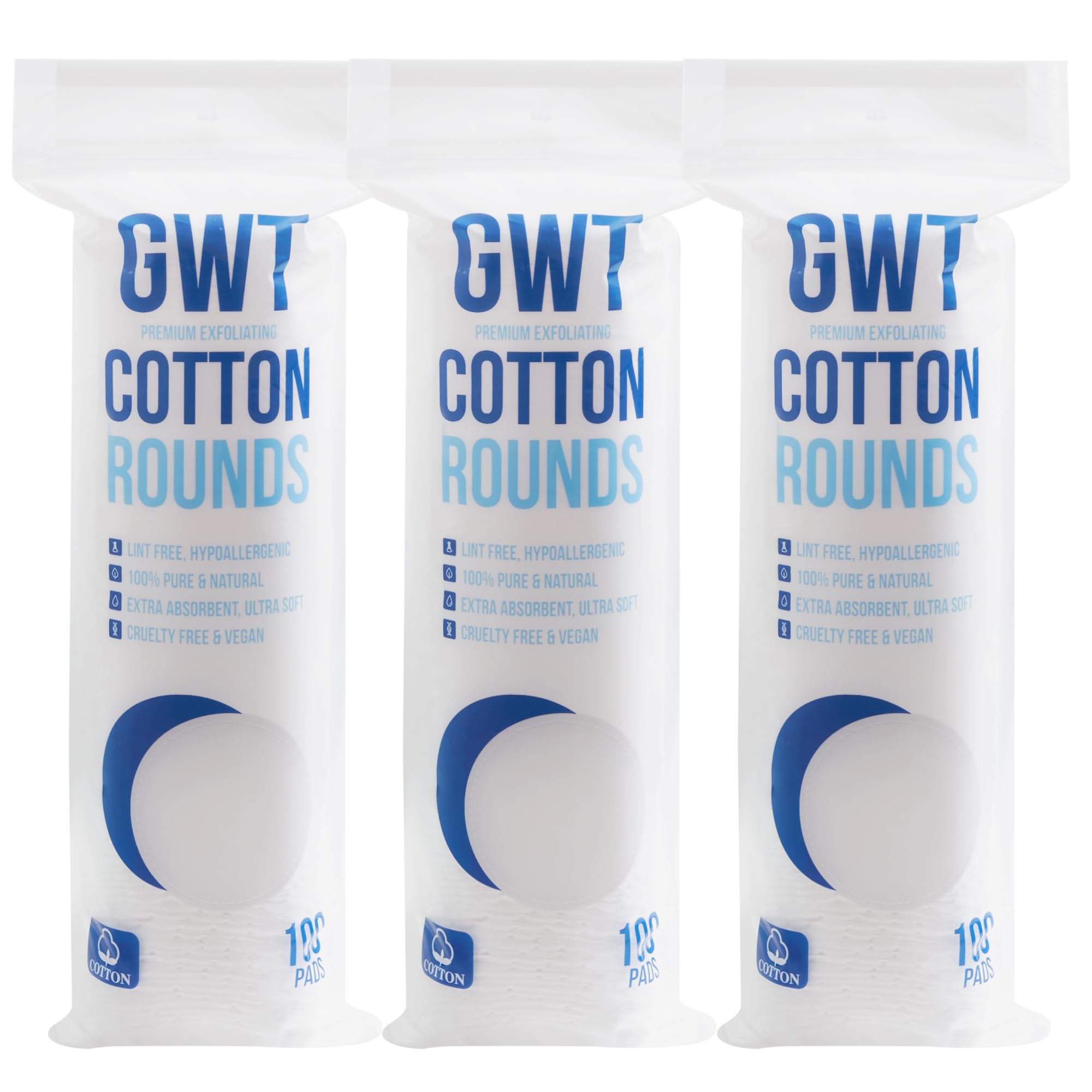 GWT Premium Cotton Rounds for Face with gentle makeup removal.