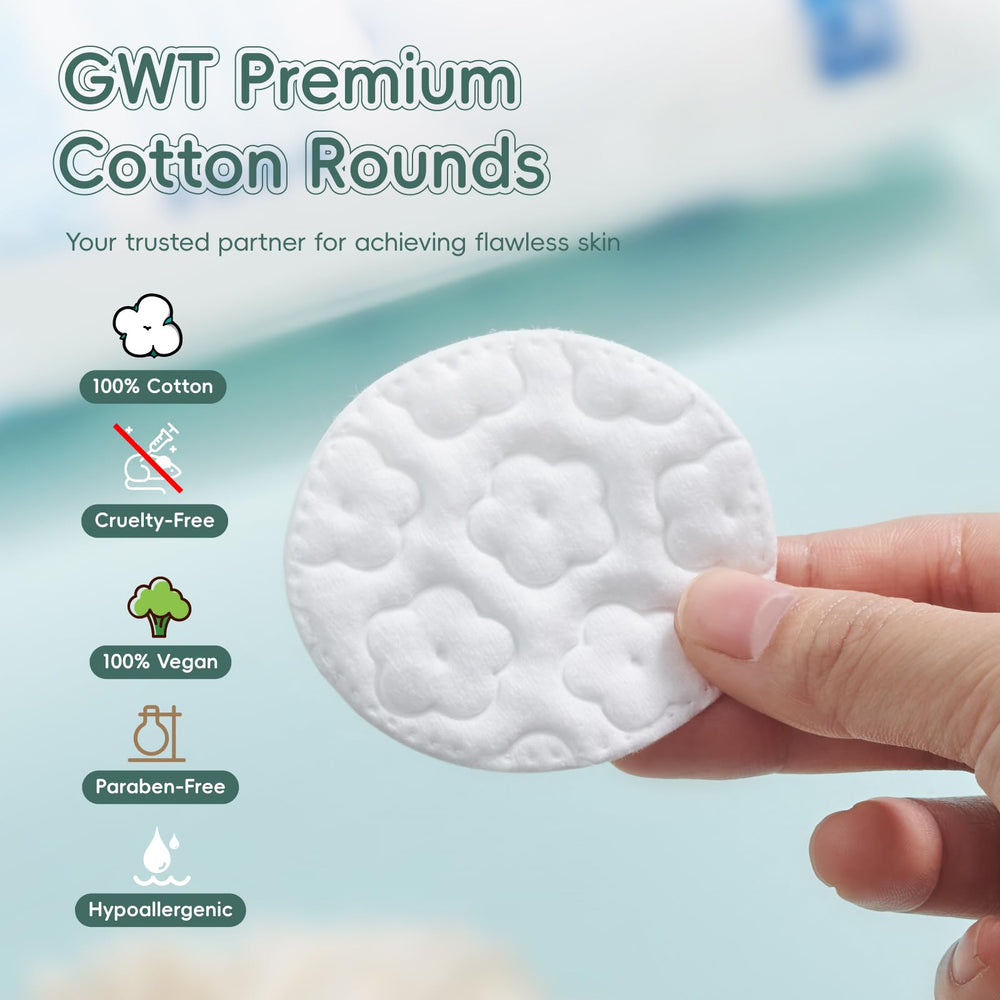 GWT Premium Cotton Rounds precision-stitched edges for clean application.