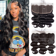 GYAJEP 14-inch lace frontal with body wave for versatile parting and natural framing