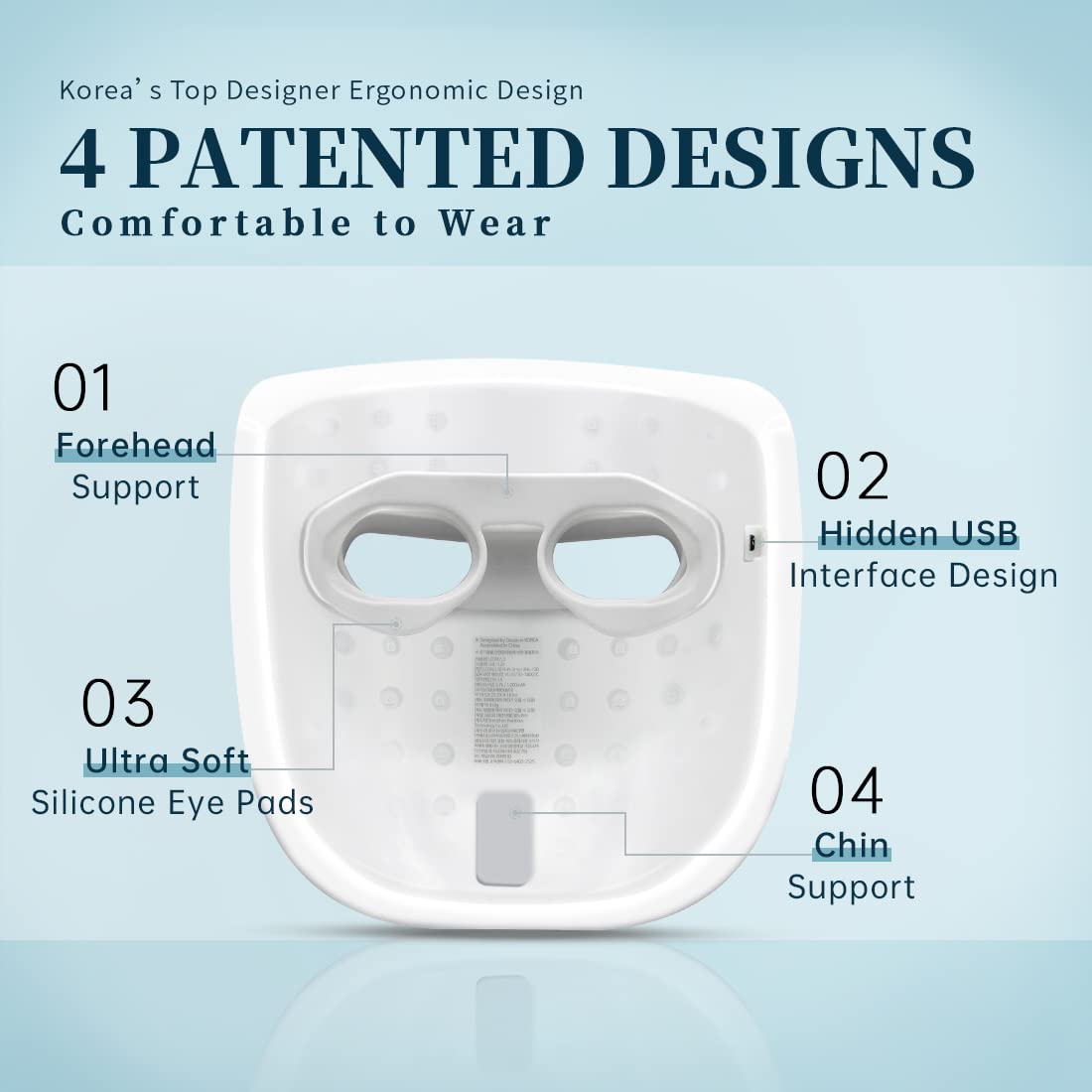 GYH patented silicone eye mask support protects eyes during therapy.