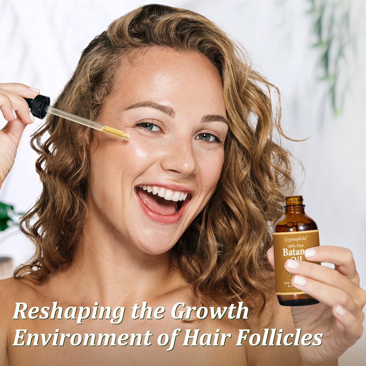 Gypsophila Batana Oil split-ends focus suggests hair repair support.