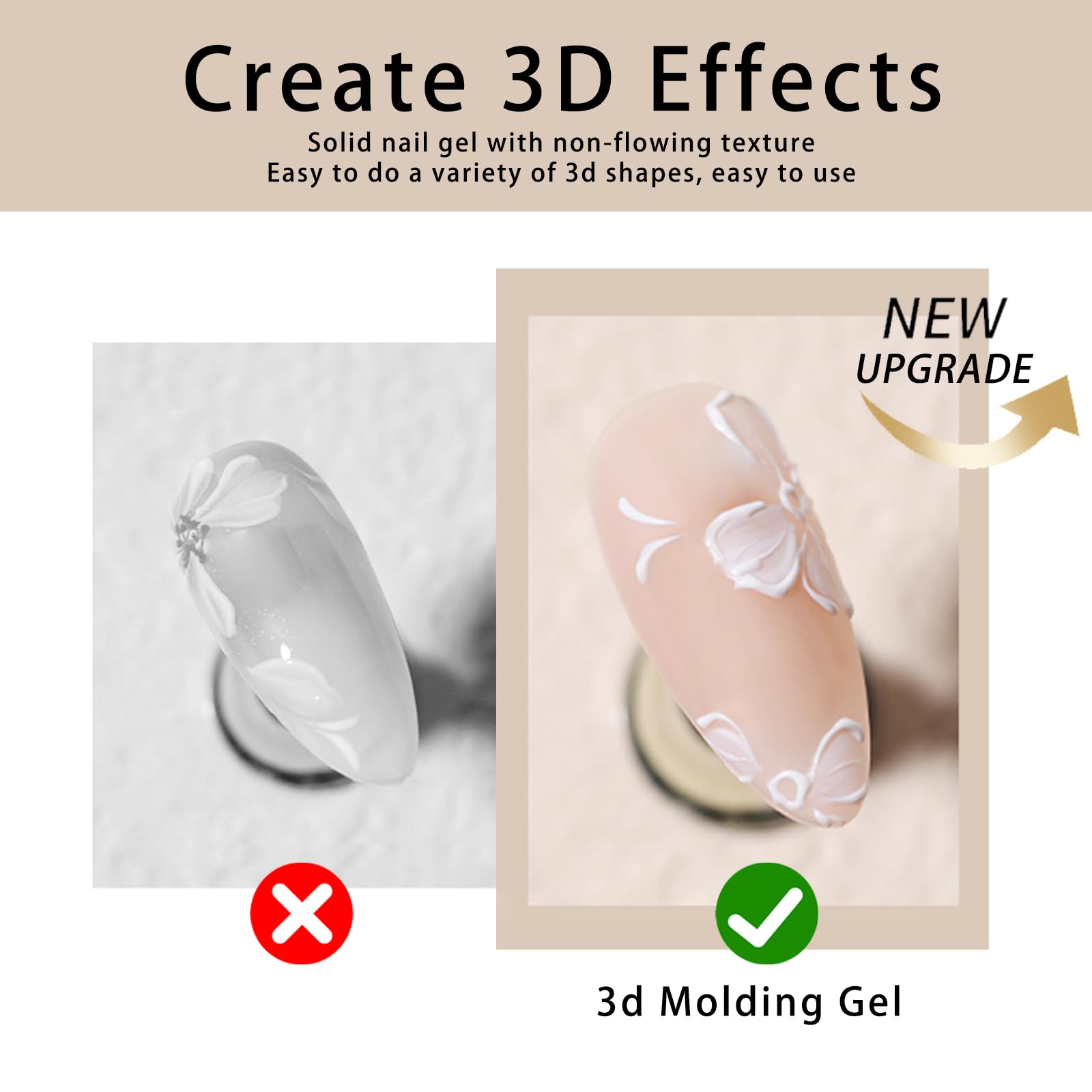 Gyraolvant solid nail gel in black enables bold 3D designs