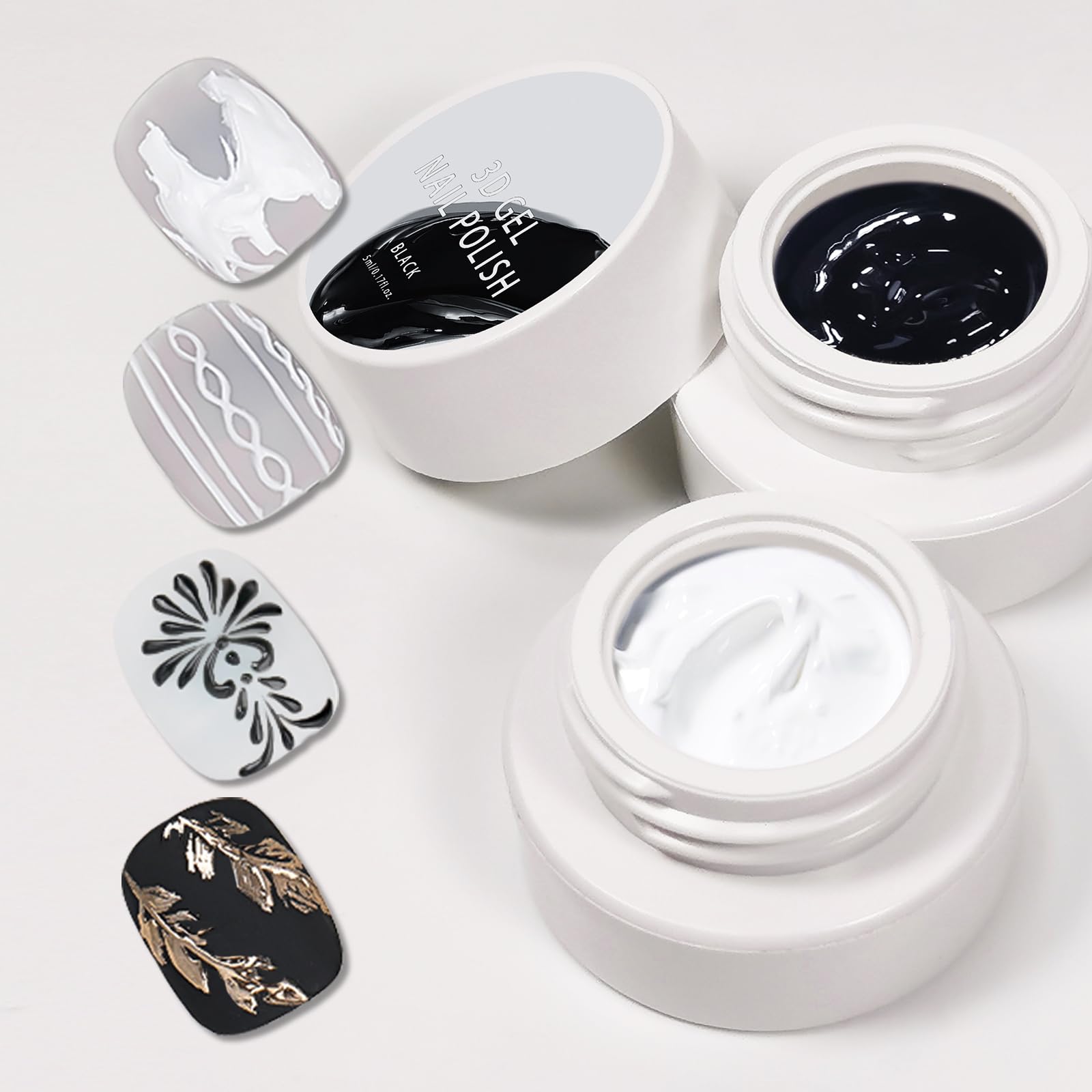 Gyraolvant solid nail gel enables 3D sculpting in white for durable nail art