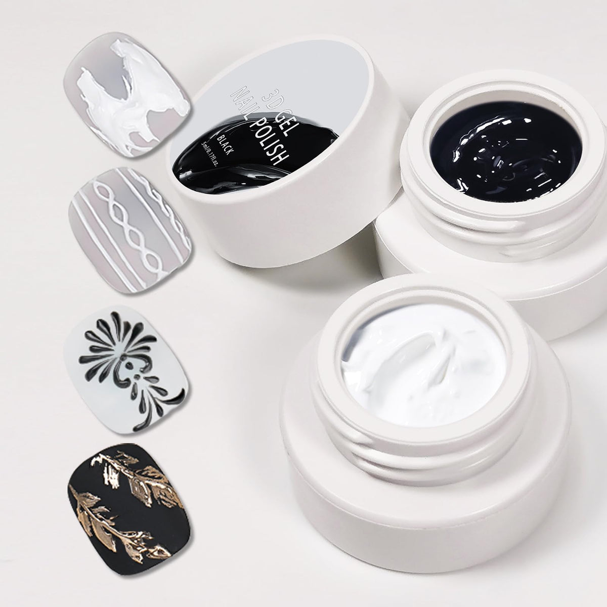 Gyraolvant solid nail gel enables 3D sculpting in white for durable nail art
